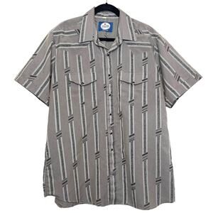 Vintage Pearl Snap Shirt Prior Western Mens Cowboy Gray Black Short Sleeve